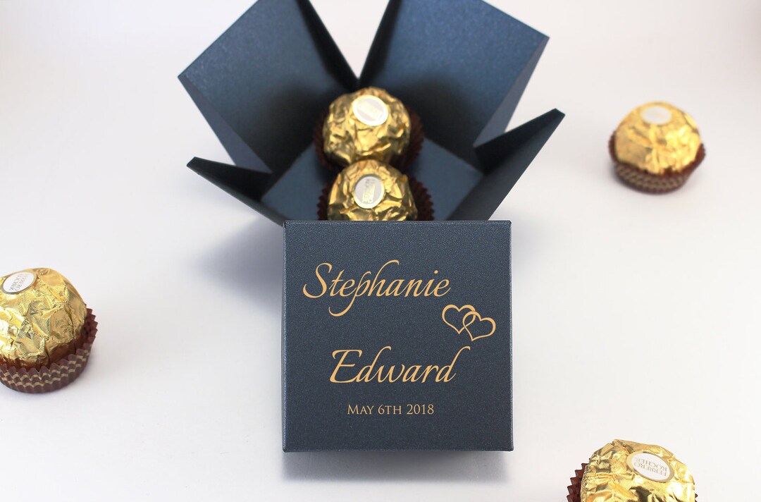 50 Navy Blue Gift Boxes With Lids Wedding Favor Boxes Personalized With