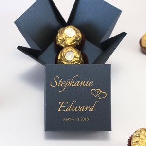 50 Marineblaue Geschenkboxen mit Deckel - Hochzeitsgeschenkboxen personalisiert mit Ihren Namen, Kleine Geschenkboxen, Braut shower Bomboniere Boxen