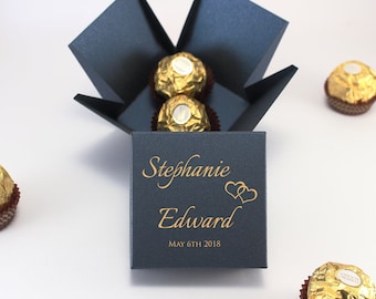 50 Navy Blue Gift Boxes with Lids - Wedding Favor Boxes Personalized with your names, Small Gift Boxes, Bridal Shower Bomboniere Boxes