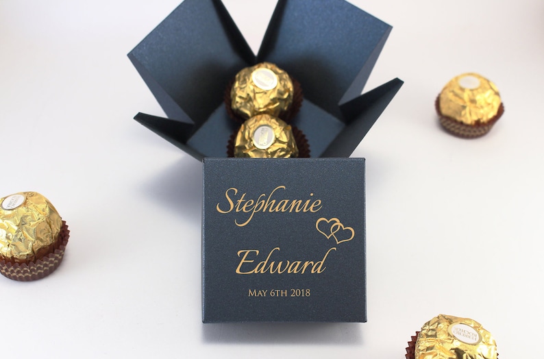 50 Navy Blue Gift Boxes With Lids Wedding Favor Boxes Personalized With