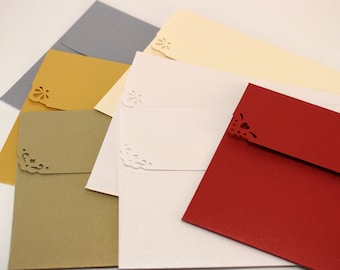 25 C6 Pearlscent Paper Envelopes for Party Invitation, A6 Card, 4x6&quot; Photo Envelopes - Gold Silver White Red Blue Pink Metallic Envelopes