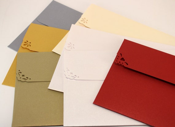 6 Pièces Enveloppe Rouge De Fête Avec Impression En Feuille D'or