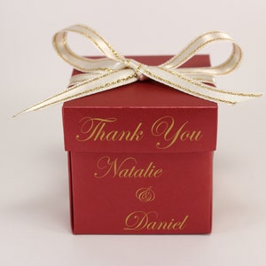 35 Gastgeschenkboxen - Personalisiert, Band angebracht - Kleine Geschenkboxen mit Deckel für Hochzeitsgäste - Hochzeit Bomboniere Candy Boxen