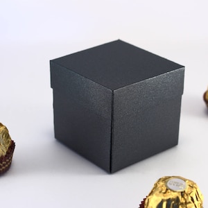 10 BLACK (Matte) Favor Boxes - 2 pieces Party Gift Boxes - Bridal Shower, Anniversary, Engagement, Graduation, Wedding Candy Boxes