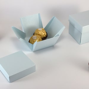 35 gunstdozen, babyblauwe feestgeschenkdozen met deksel, 6 cm 2,4" kubusdoos, luxe kartonnen dozen voor kleine geschenken, babyshower, verjaardag