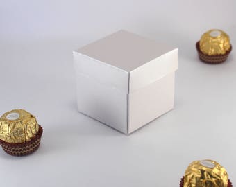 10 White Wedding Favor Boxes - Party Favor Boxes with Lids - Bridal Shower, Anniversary Party, Baby Shower - Small Candy Gift Boxes