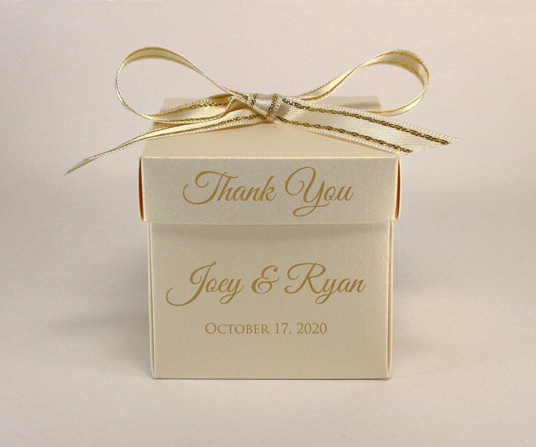 35 Cream and Gold Wedding Candy Boxes - Personalized Wedding Favor ...