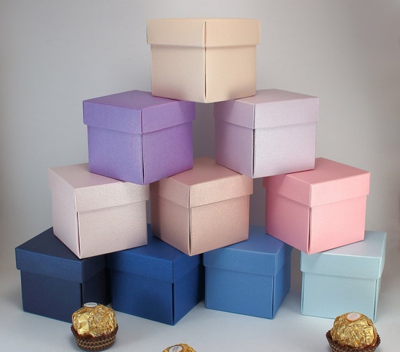 10 Small Favor Boxes With Lids, Square Boxes for Weddings Bridal