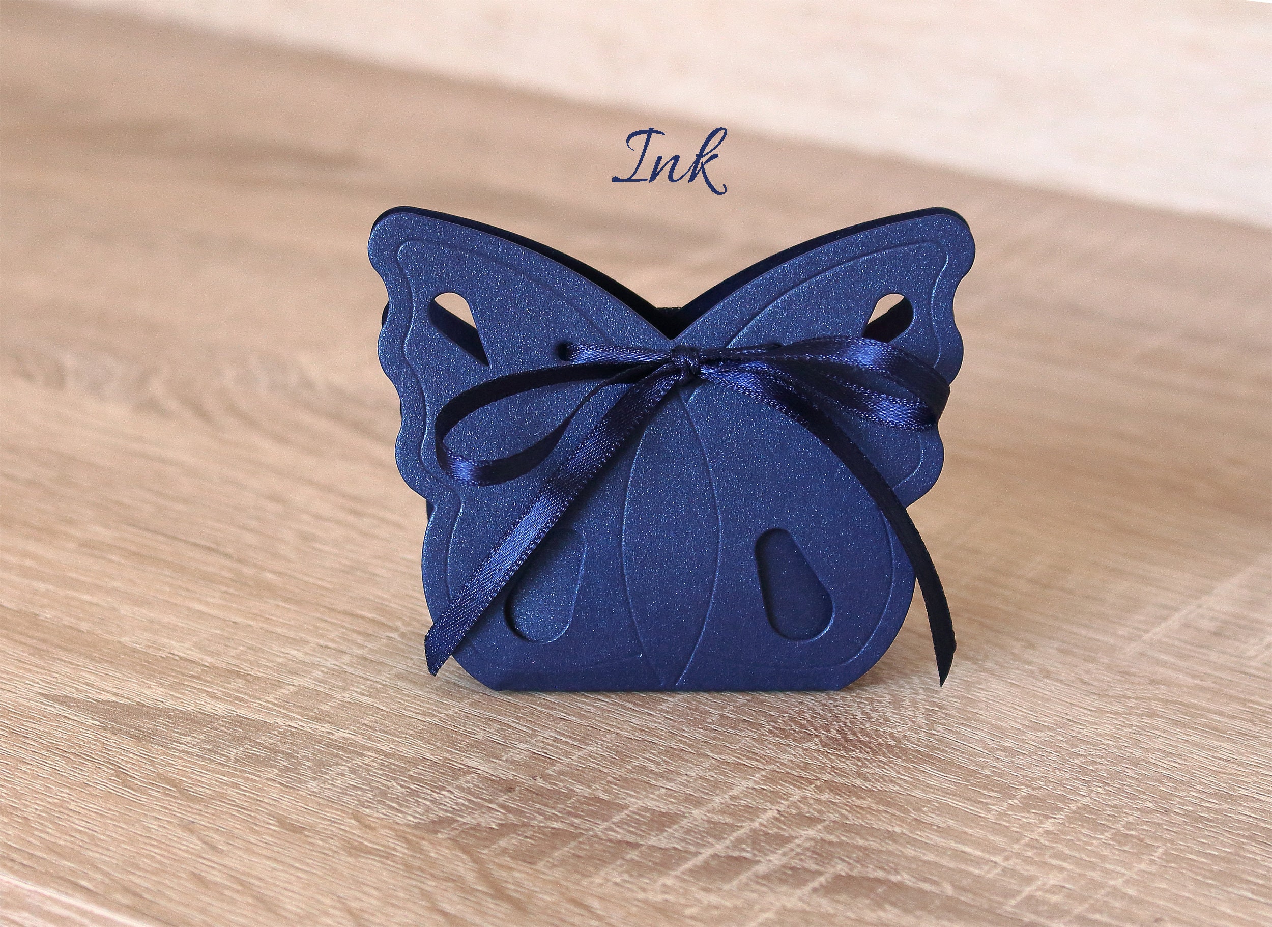 12 Small Blue Gift Boxes With Ribbon Butterfly Themed Birthday Decoration Little Candy Boxes for