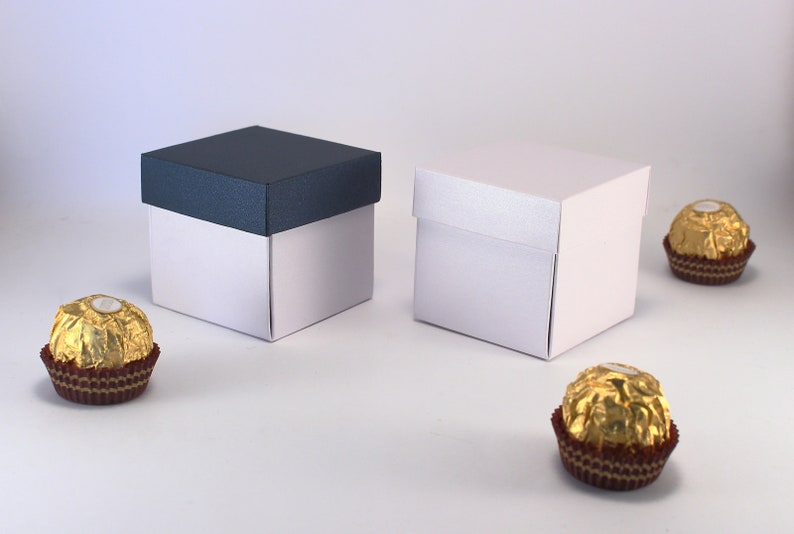 10 Navy Blue Party Favor Boxes With Lids Wedding Favor Etsy