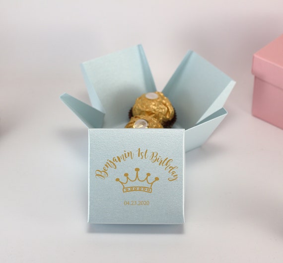 Scatole bomboniere per il primo compleanno Scatole regalo blu e oro con  coperchio Bomboniere per feste di 1 compleanno Baby Shower Scatole  bomboniere personalizzate -  Italia