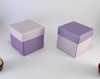 10 Wedding Favor Boxes - Two Tone Party Favor Boxes with Lids - Lavender Bridal Shower, Baby Shower, Birthday Party Gift Boxes Small Elegant
