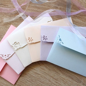 Tiny Pastel Color Envelopes, Litle Love note envelope, Mini Colorful Envelopes with Inserts, Blank Notecards and Envelopes, Set of 25