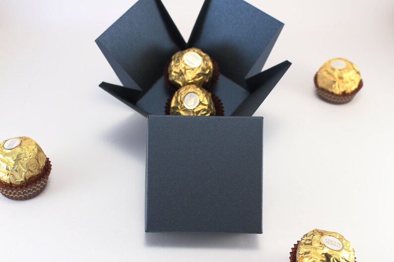 10 Navy Blue Party Favor Boxes With Lids Wedding Favor Etsy