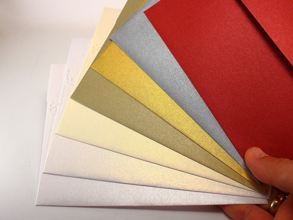 25 Wedding Invitation Envelopes - Long DL sized 110x220mm Luxury Metallic Shimmery Pearlscent Envelopes, Straight Flap DIY Cards Invitations