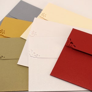 100 A10 Metallic Straight Flap Briefumschläge - Schimmerpapier - Supergold, Blattgold, Weißgold, Silber, Rotlackfarben
