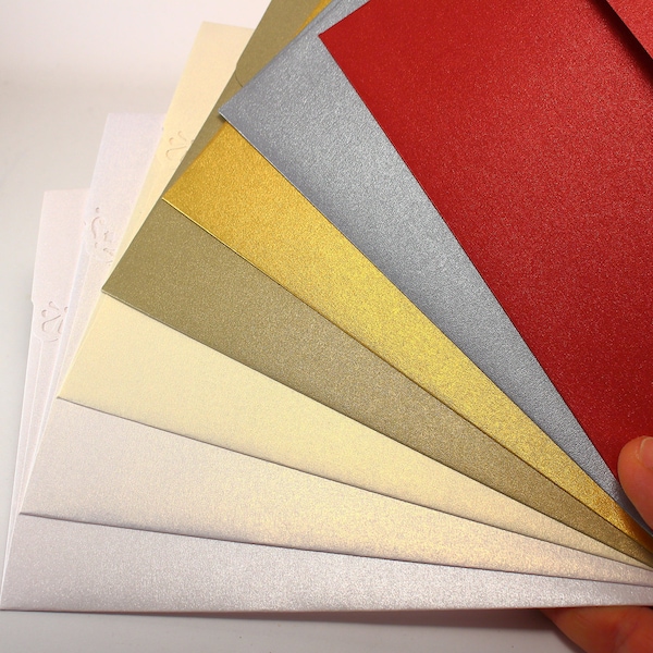 25 C5 Metallic Paper  Envelopes, Large size 6x9" Envelopes -  Luxury Wedding Invitation Envelopes - White, Gold, Silver, Red Envelopes,