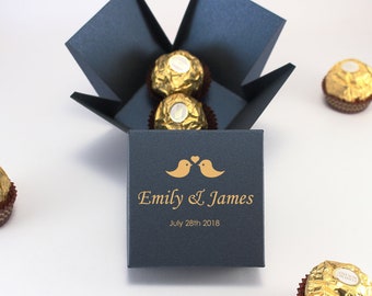 200 Personalized Wedding Favor Boxes for Guests, Navy Blue Gift Boxes with Lids, Custom Personalized Small Wedding Boxes , Welcome Boxes