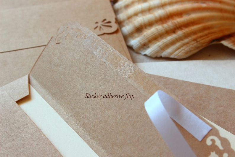 Sobres A7, 25 sobres Kraft marrones para invitaciones de boda, tarjetas/fotos de 13 x 18 cm, solapa cuadrada, recortes de encaje, papel 100 % reciclado imagen 4