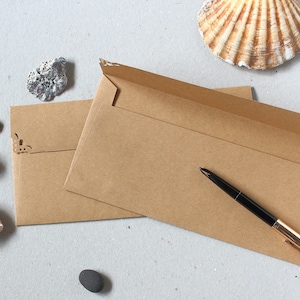 25 #10 Sobres, tamaño 105x241mm, 4.125x9.5", Sobres largos de negocios para facturas y cartas, 100% reciclado Eco Friendly Brown Kraft Paper