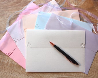 Luxury Pearlized Envelopes, 100 pcs C5 Envelopes for A5 Wedding Invitation, Large 6x9 Pearlscent Envelopes White Pink Blue Lilac Coral