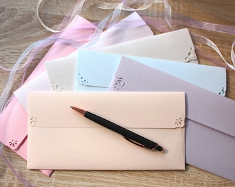 Wedding Invitation Envelopes, 110 x 220mm 25 pcs Long DL sized Envelopes, White Quartz color Envelopes, Pearlised Paper Envelopes