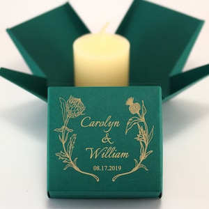 Grüne Gunst Boxen - Hochzeit Gunsten Boxen für Gäste mit benutzerdefinierten Logo-Print, kleine Geschenk-Boxen mit Deckel für Party, Jubiläum, Brautdusche