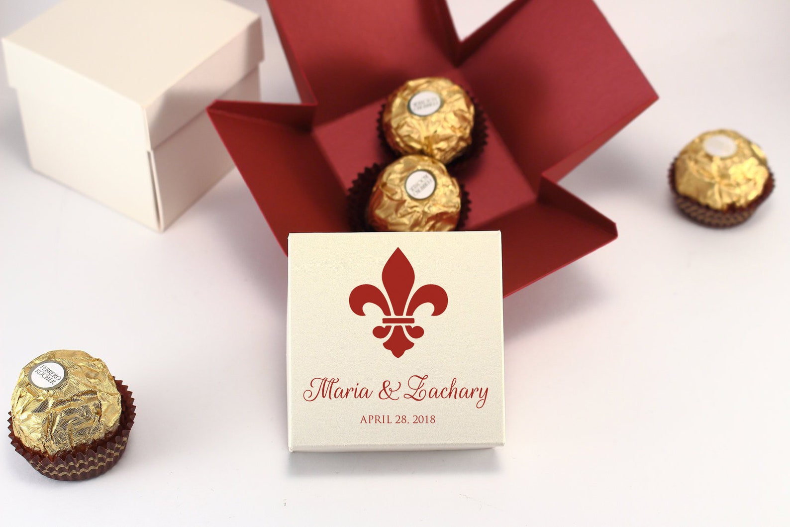 50 White Gold Gift Boxes With Lids Personalized Wedding Favor Boxes Bridal Shower Engagement