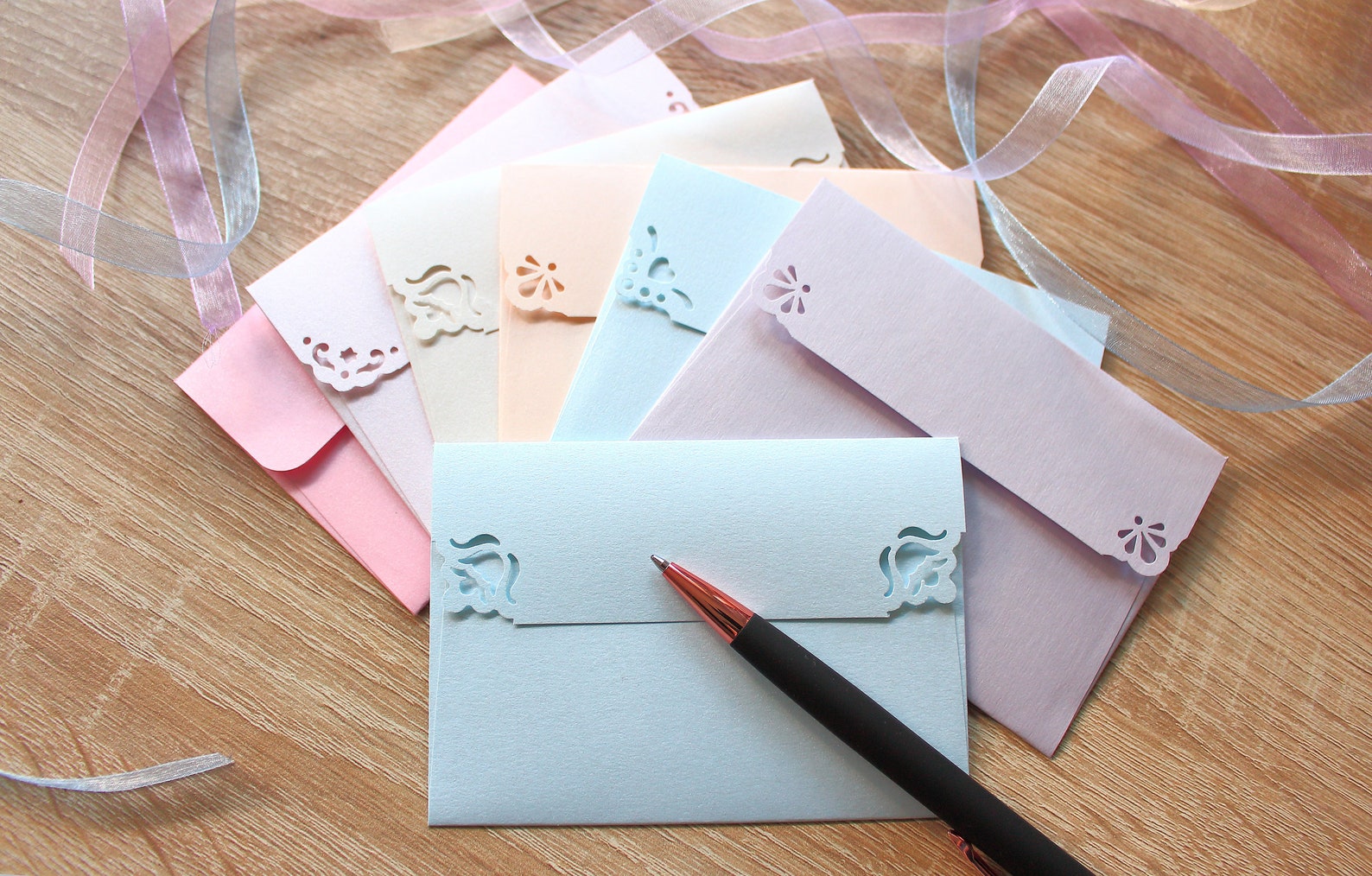 Handmade Mini Envelopes With Inserts - 100 Shimmer Paper Envelopes and ...