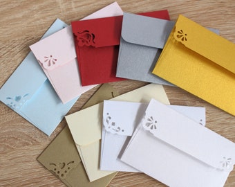 100 Assorted Colors Mini Envelopes and Blank Cards -  Pearlescent Tiny Envelopes - Wedding Guest Book Envelopes - Gift Cards and Envelopes