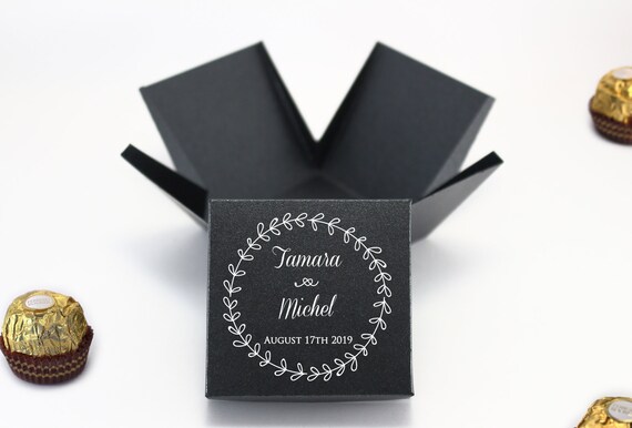 100 cajas de regalos de boda Logotipo personalizado impreso, cajas de  regalo personalizadas con tapas para invitados a granel, elegantes cajas de  regalo pequeñas -  México