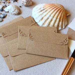 25 mini enveloppes et cartes - Enveloppes Kraft - Enveloppes en papier brun recyclé - Enveloppes de mariage rustique pour livre d'or - Enveloppes pour cartes-cadeaux