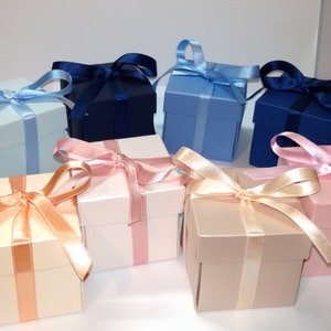 5 Favor Boxes with Ribbon - Elegant Birthday Party Gift Boxes - Luxury Bomboniere Boxes for Bridal Shower Wedding Rehearsal Dinner