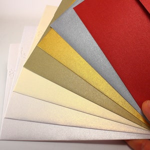 25 buste A7 per inviti di nozze 5x7 ", carta luccicante metallica di lusso, oro bianco argento oro rosso foglia buste rosa blu - fatto a mano