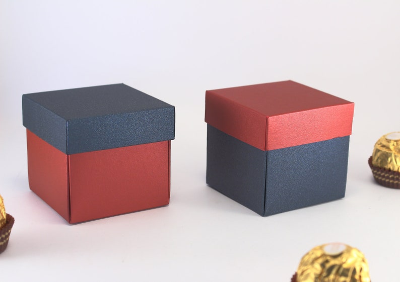 10 Navy Blue Party Favor Boxes With Lids Wedding Favor Etsy