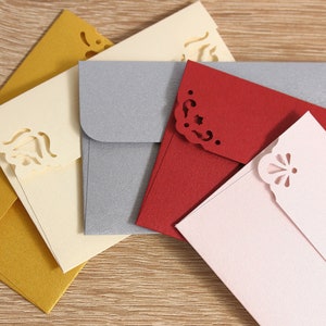 25 mini-enveloppes et cartes - Enveloppes nacrées de couleurs assorties - Enveloppes minuscules en or blanc rouge argent - Enveloppes de livre d’or de mariage