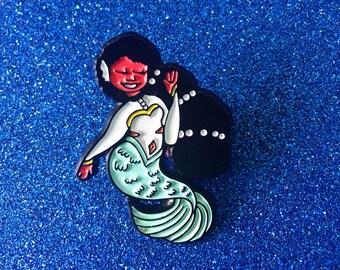 Curvy Mermaid Pin // Black Girl Magic Mermaid // Pastel Mermi // Body Positive Mythical Mermaid // Badge Brooch Enamel Pin