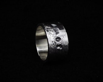 Wide ring "Amor Fati", 925/- silver, size 56, 10 mm wide, "love of fate"