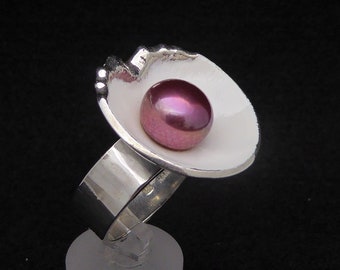 TOKIO" Large PEARL ring Japanese ring, handmade