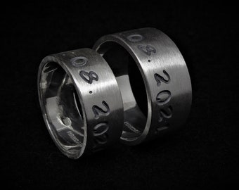 Partner rings, wedding rings, personalized “date & motifs”