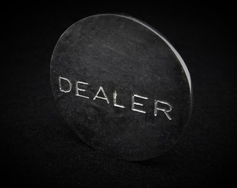 Bouton "Dealer" de jeton de poker, pièce unique, fait main, argent massif 925/- bouton de poker jeton de poker