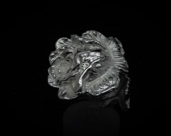Floraler Ring "Rose" Recyceltes Silber: Gravurring aus antikem Besteckteil, massiv 800/- Silber