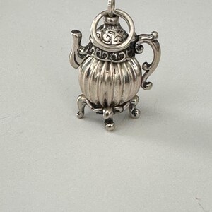 Vintage tea pot charm necklace, silver