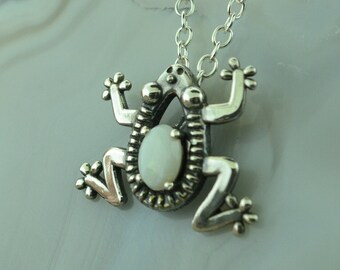 Oval Frog Pendant with Opal in Sterling Silver – Lakota Legacy Line
