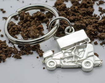 Mini / Micro Sprint Race Car in Sterling Silver, PENDANT or KEYCHAIN