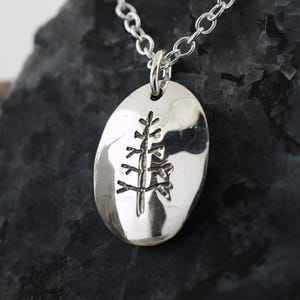 Minimalist Pine Tree Pendant in Sterling Silver