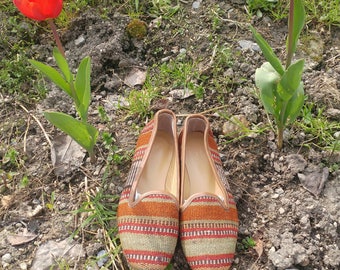 Handmade turkish vintage kilim shoes