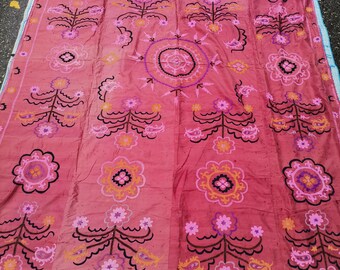 Handmade Silk on Silk Suzani, Vintage Antique Suzani, Silk Suzani,