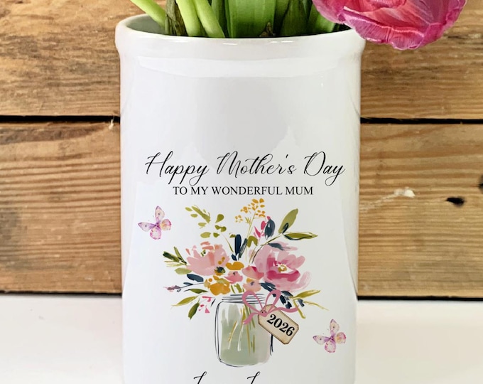 Personalised 1st Mother’s Day Gift For Nanny -  Small Ceramic Vase – Mother's Day Keepsake Vase - Nan Gran Gift -  Gift From Grandchild