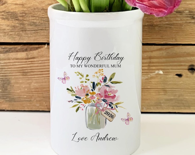 Mum Gift, Personalised Mum Vase , Mothers Day Gift, Birthday Gift for Her, Gift for Grandparent, Mum Flower Vase, Birthday Present
